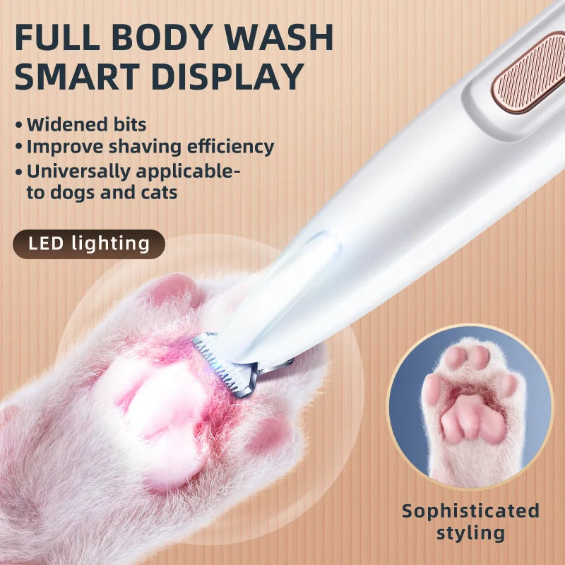 Wireless Pet Dog Cat Hair Clipper with LED Light and Rechargeable Battery