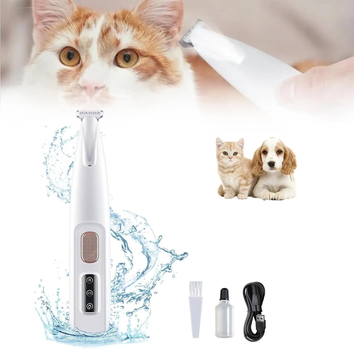 Wireless Pet Dog Cat Hair Clipper with LED Light and Rechargeable Battery