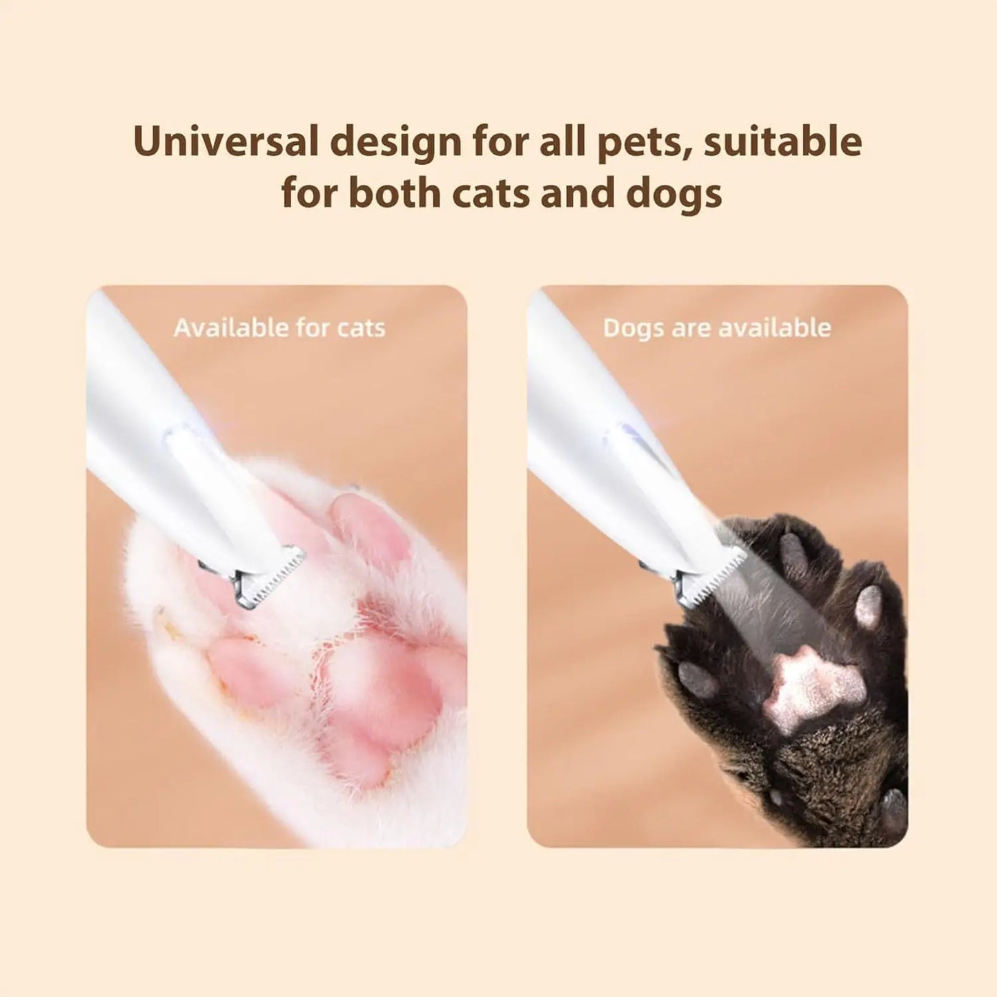 Wireless Pet Dog Cat Hair Clipper with LED Light and Rechargeable Battery