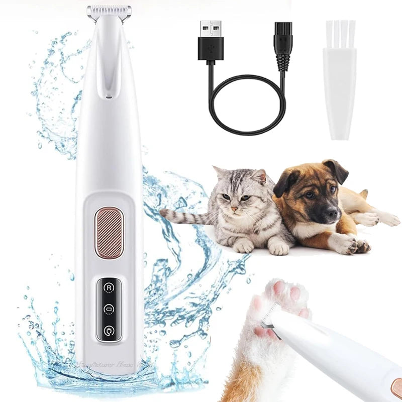 Wireless Pet Dog Cat Hair Clipper with LED Light and Rechargeable Battery