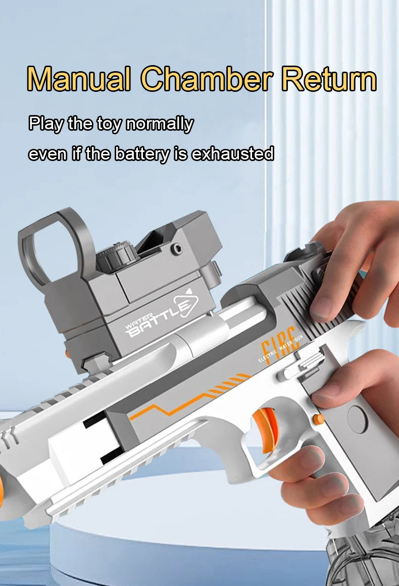 Premium Electric Water Gun Desert Eagle Style with 32ft Range & USB Recharging