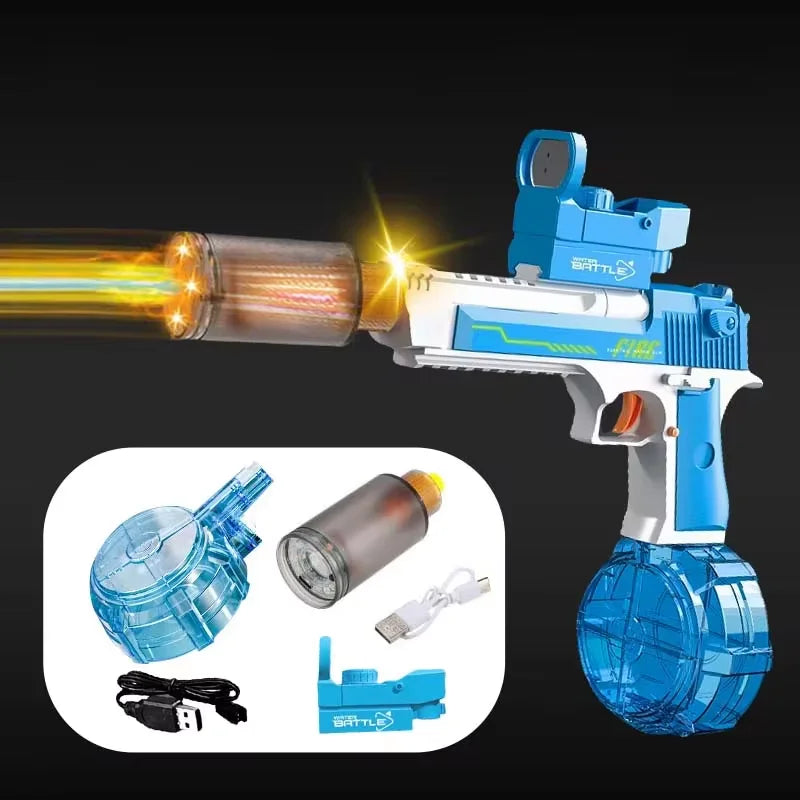 Premium Electric Water Gun Desert Eagle Style with 32ft Range & USB Recharging