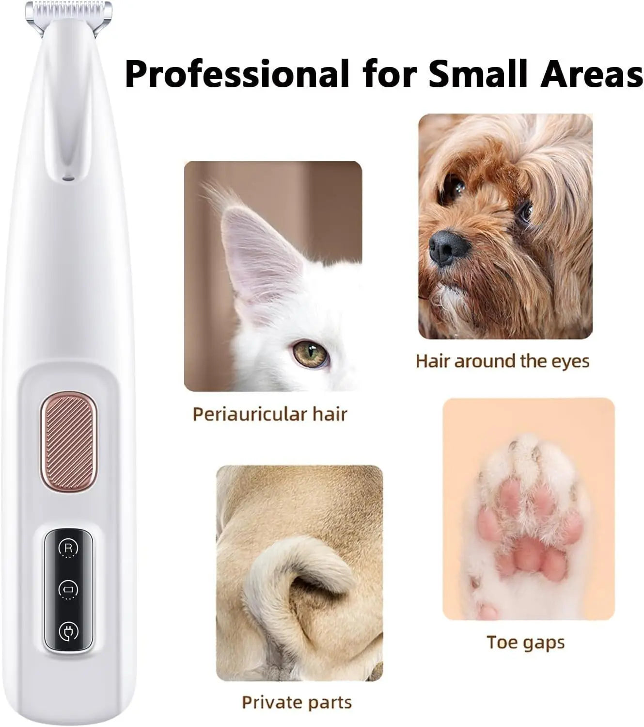 Wireless Pet Dog Cat Hair Clipper with LED Light and Rechargeable Battery
