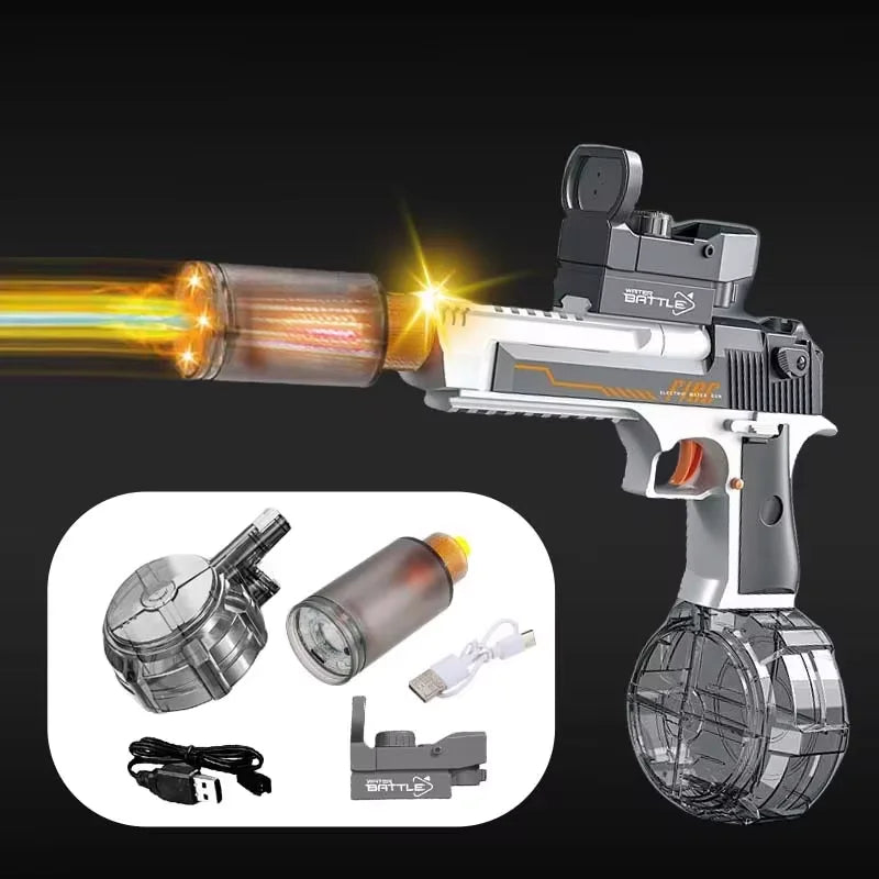 Premium Electric Water Gun Desert Eagle Style with 32ft Range & USB Recharging