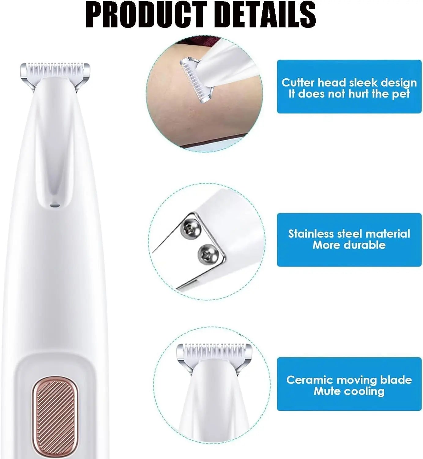 Wireless Pet Dog Cat Hair Clipper with LED Light and Rechargeable Battery