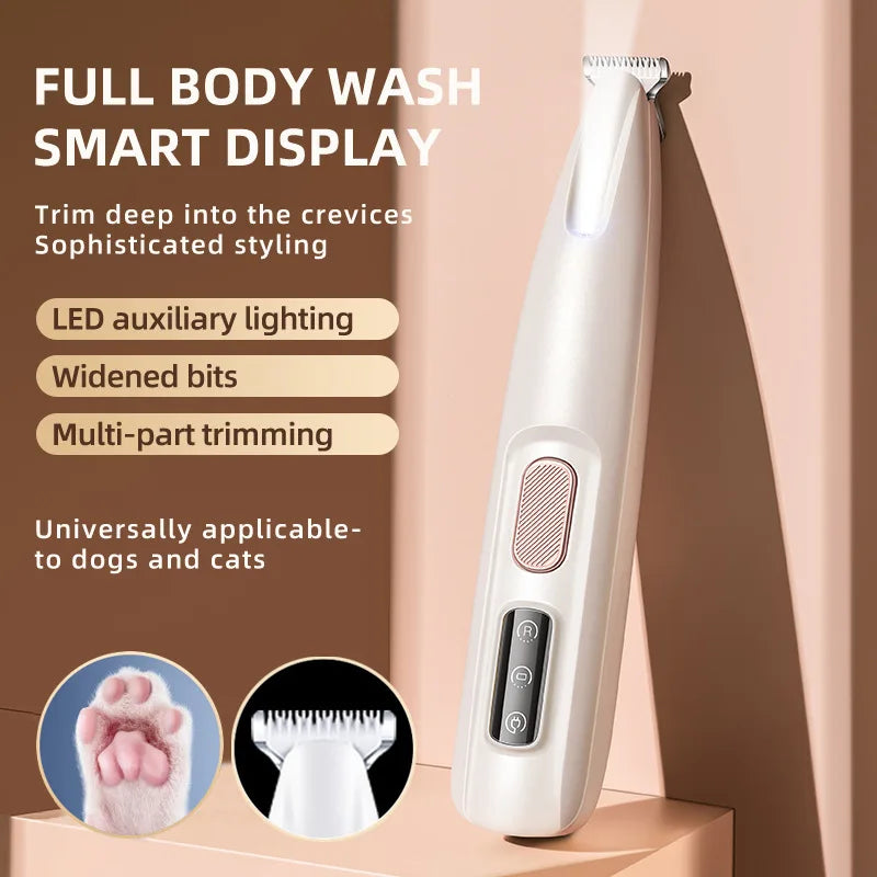 Wireless Pet Dog Cat Hair Clipper with LED Light and Rechargeable Battery