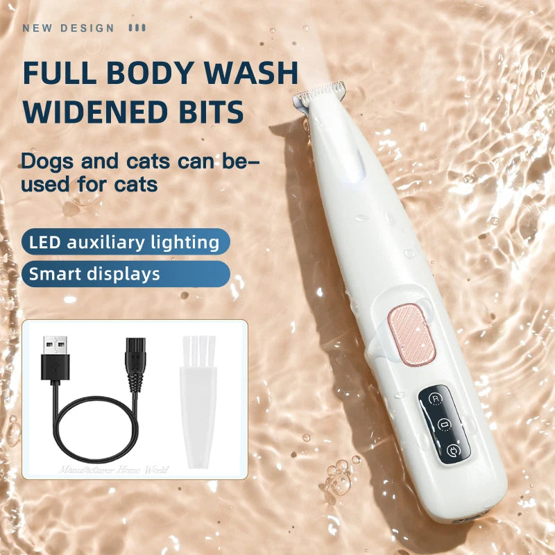Wireless Pet Dog Cat Hair Clipper with LED Light and Rechargeable Battery