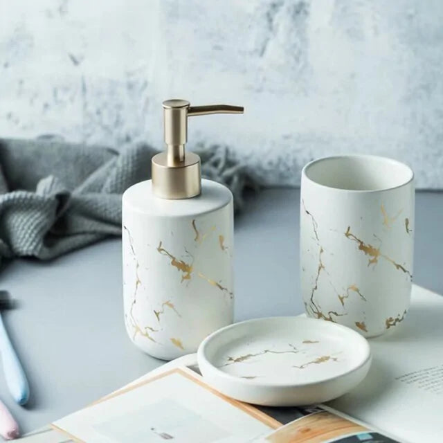 Bathroom Accessory Kit with Marble Style