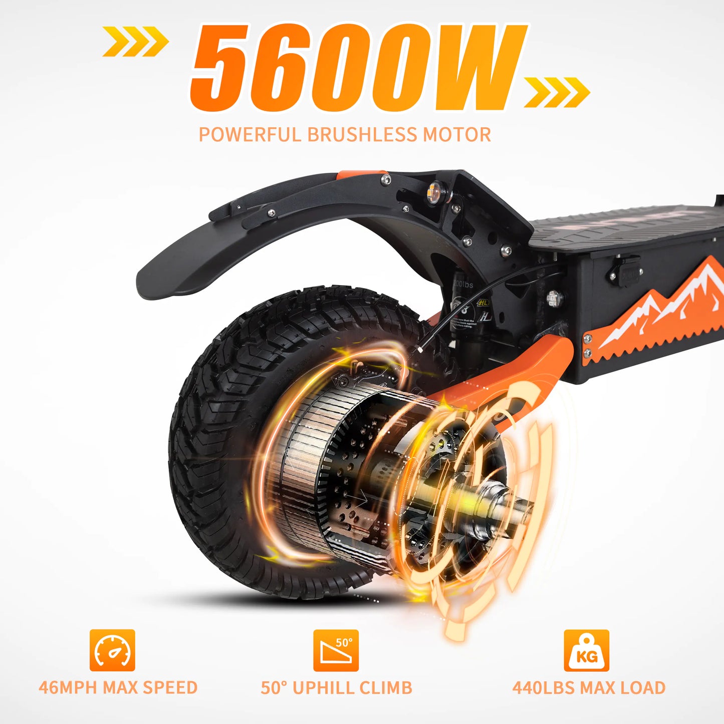 Arwibon Adult Electric Scooter Dual Motor 5600W Maximum Speed 50Mph, 60V27AH ,11-inch Off-road Tires Sport Folding eScooter