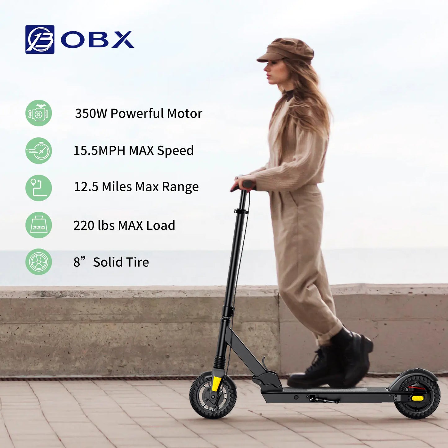 Adult Electric Scooter with App - 15.5MPH, 350W Motor, 8" Wheels, Foldable Design