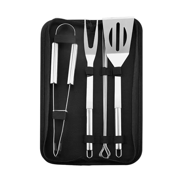 Stainless Steel BBQ Grill Tool Set with Case