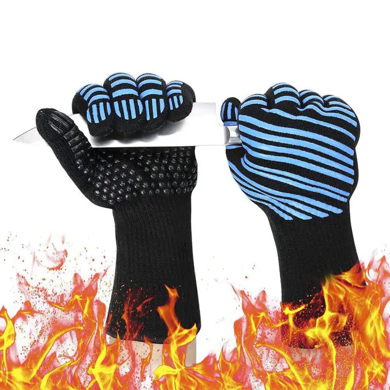 Heat Resistant Grilling Gloves with Silicone Grip