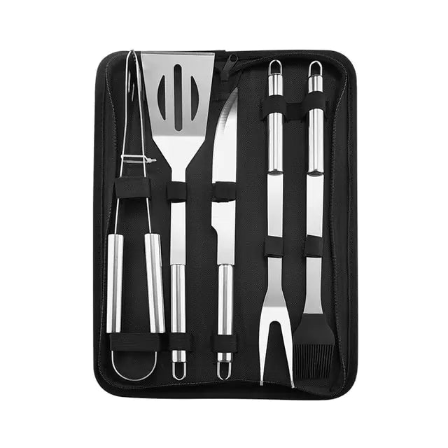 Stainless Steel BBQ Grill Tool Set with Case