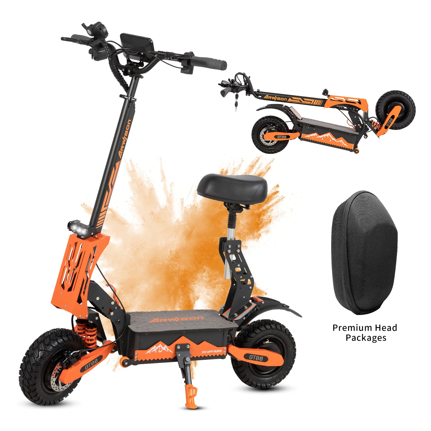 Arwibon Adult Electric Scooter Dual Motor 5600W Maximum Speed 50Mph, 60V27AH ,11-inch Off-road Tires Sport Folding eScooter