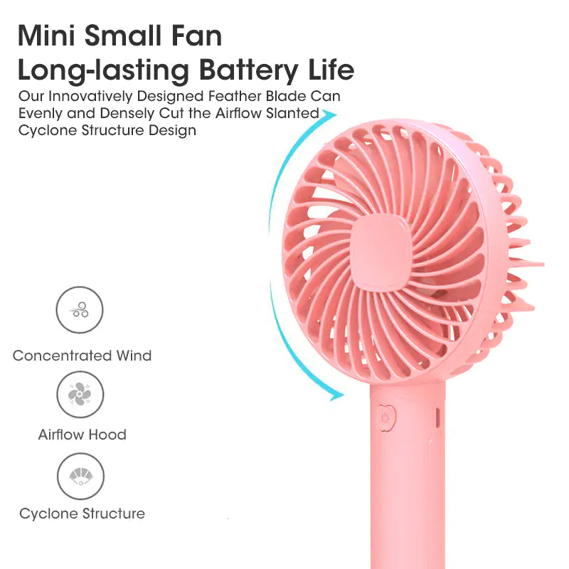 Mini Handheld Fan with USB Rechargeable Battery