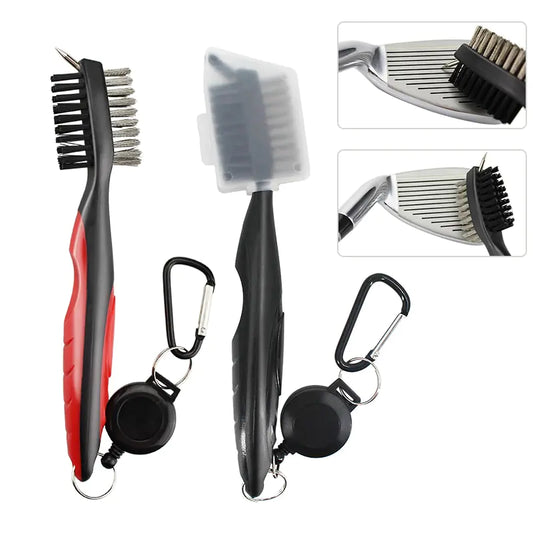 Golf Club Cleaning Brush With Retractable Carabiner