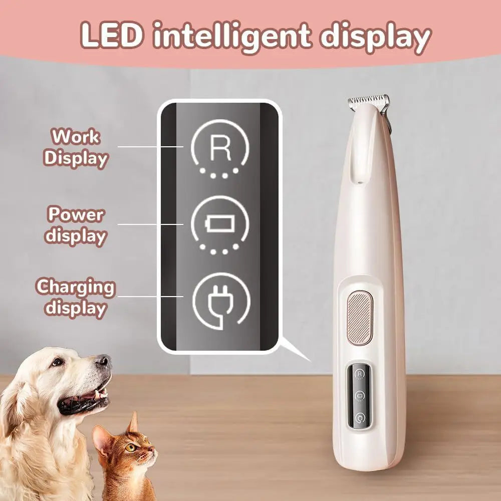Wireless Pet Dog Cat Hair Clipper with LED Light and Rechargeable Battery