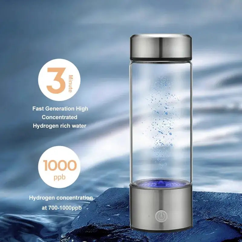 Portable Hydrogen Glass Water Bottle