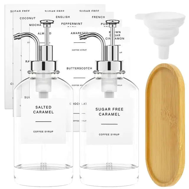 Glass Dispenser Set for Coffee Syrups