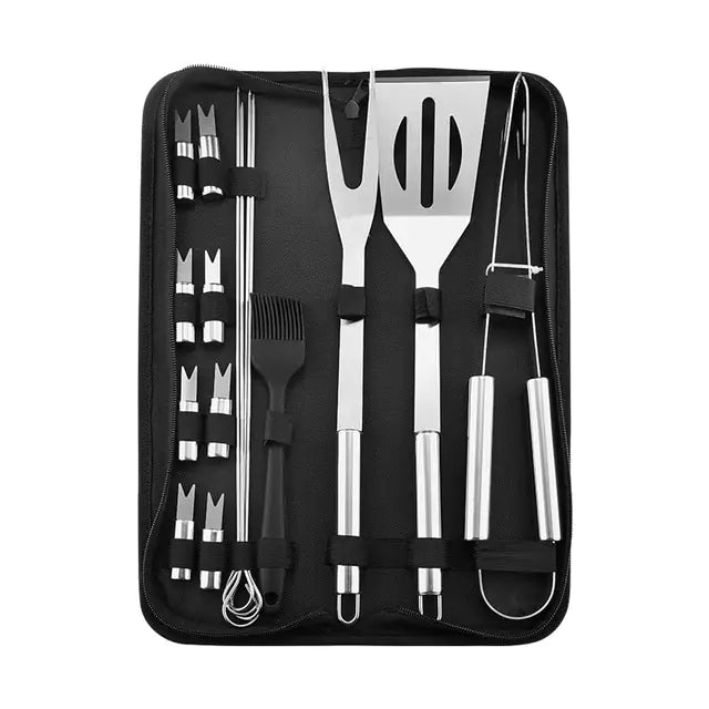 Stainless Steel BBQ Grill Tool Set with Case