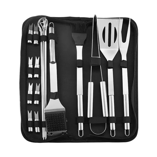 Stainless Steel BBQ Grill Tool Set with Case