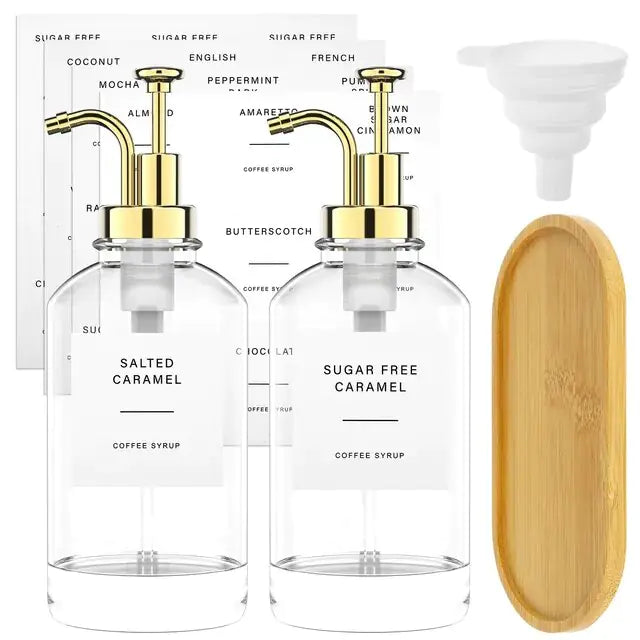 Glass Dispenser Set for Coffee Syrups