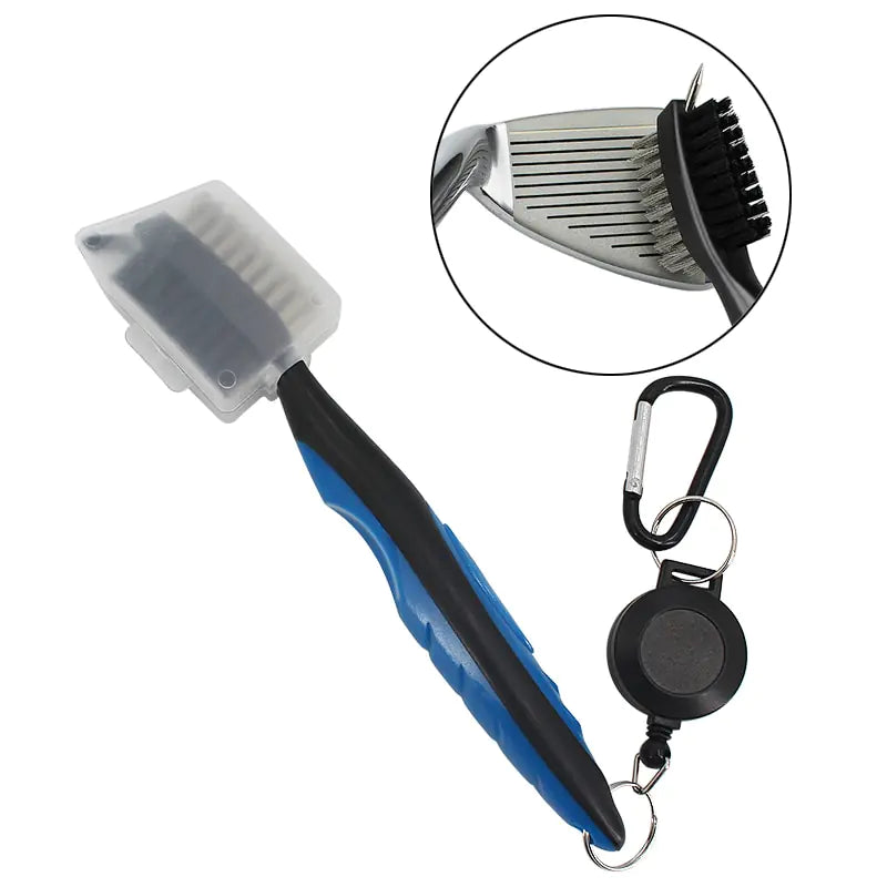 Golf Club Cleaning Brush With Retractable Carabiner