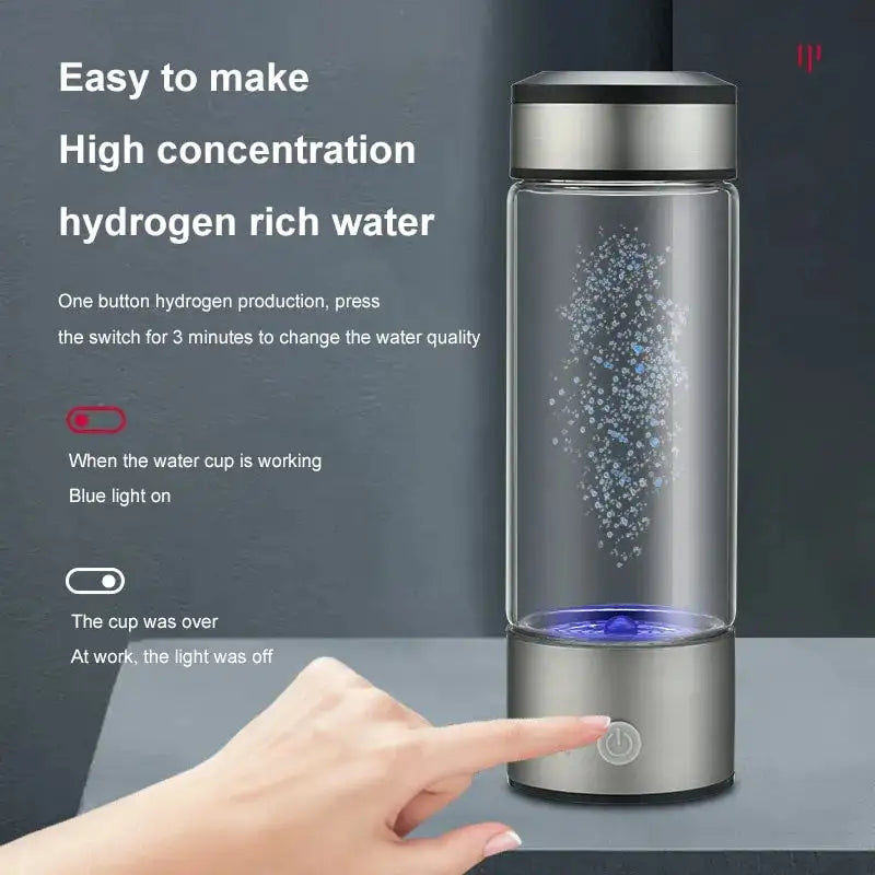 Portable Hydrogen Glass Water Bottle