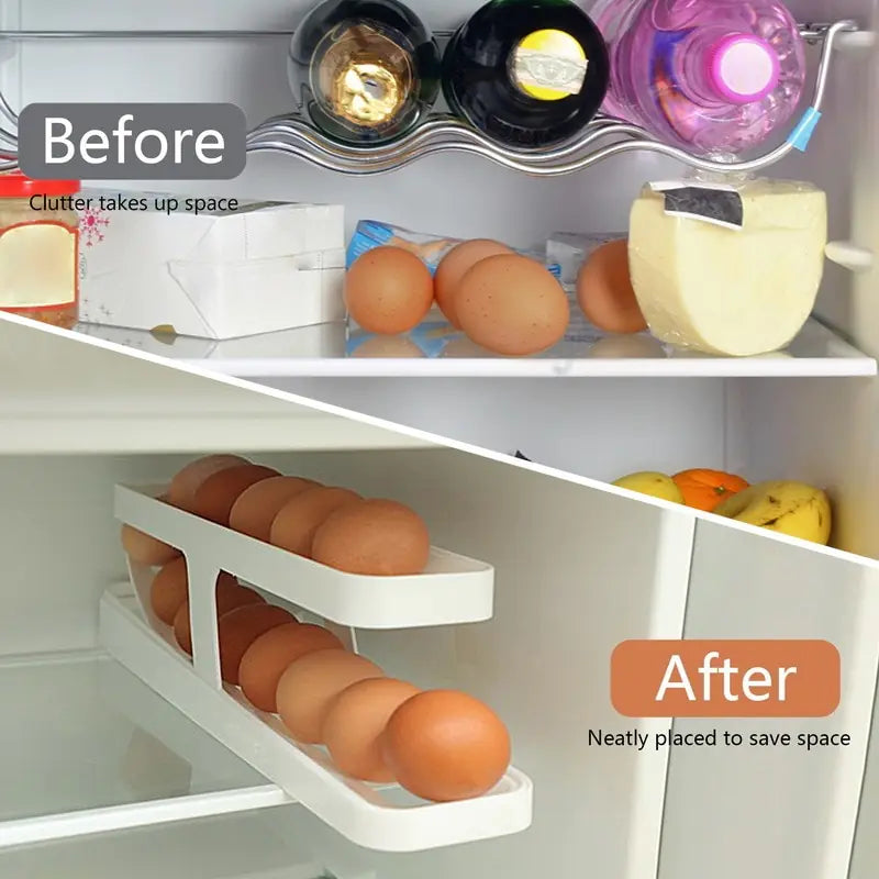 Egg Organizer Rolling Rack for Refrigerator