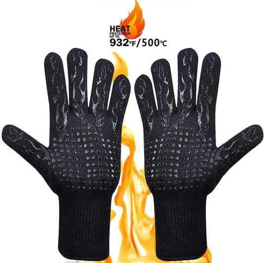 Heat Resistant Grilling Gloves with Silicone Grip