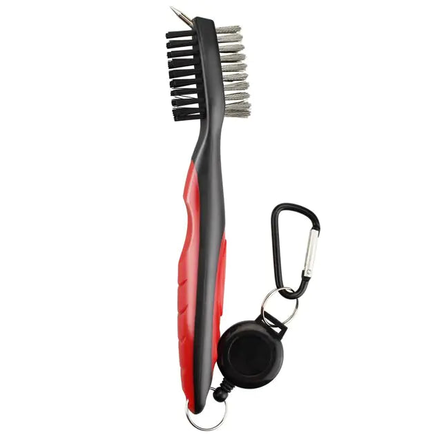 Golf Club Cleaning Brush With Retractable Carabiner